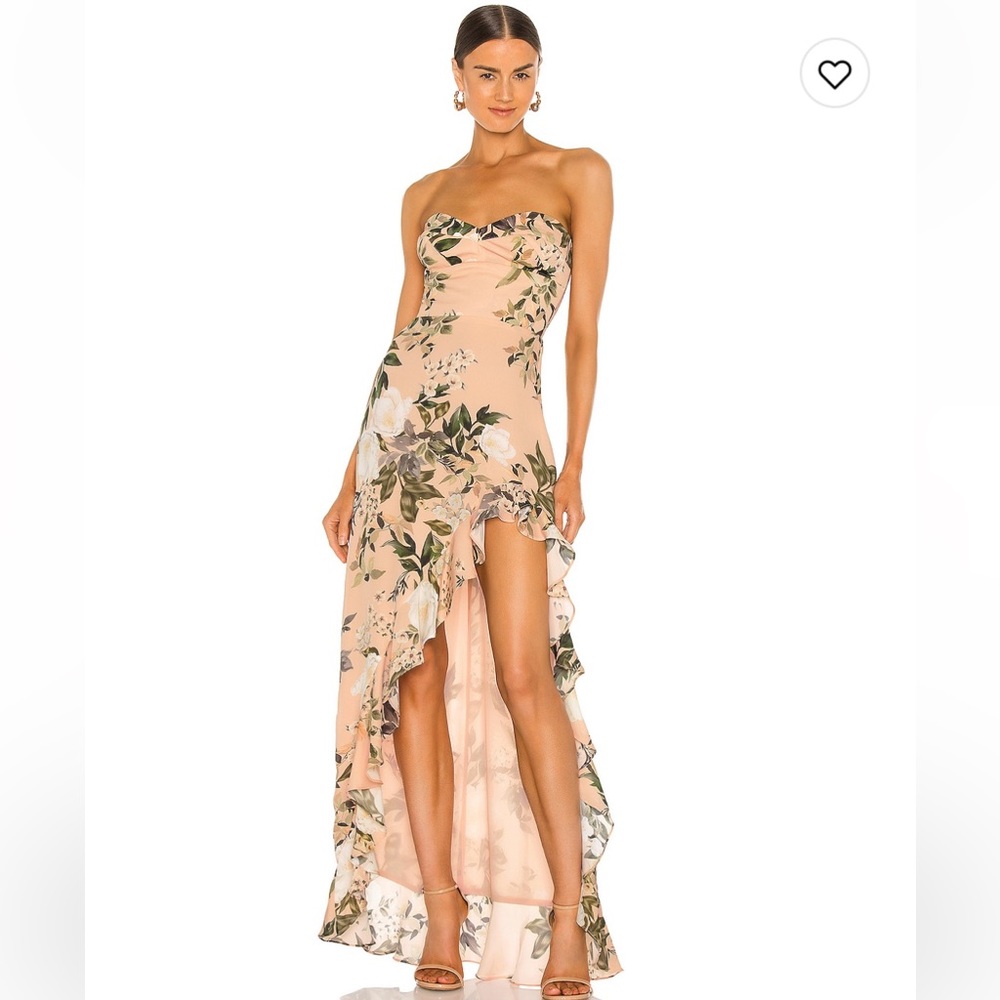 Amanda Uprichard Eden Gown in Floral Strapless Gown